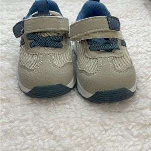 Baby Beige and Blue Velcro Sneakers